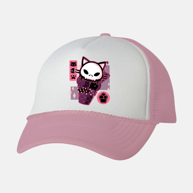 Skull Kitty Cream-unisex trucker hat-xMorfina