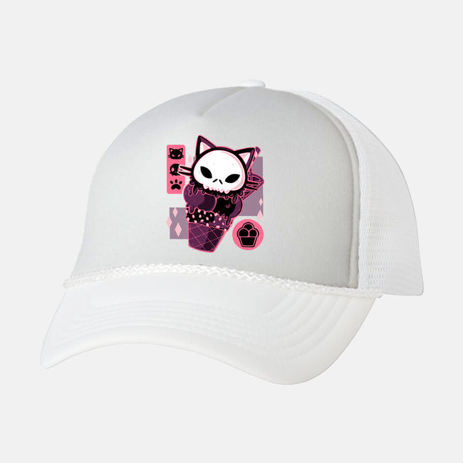 Skull Kitty Cream-unisex trucker hat-xMorfina