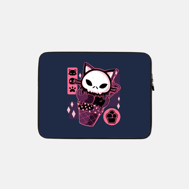 Skull Kitty Cream-none zippered laptop sleeve-xMorfina