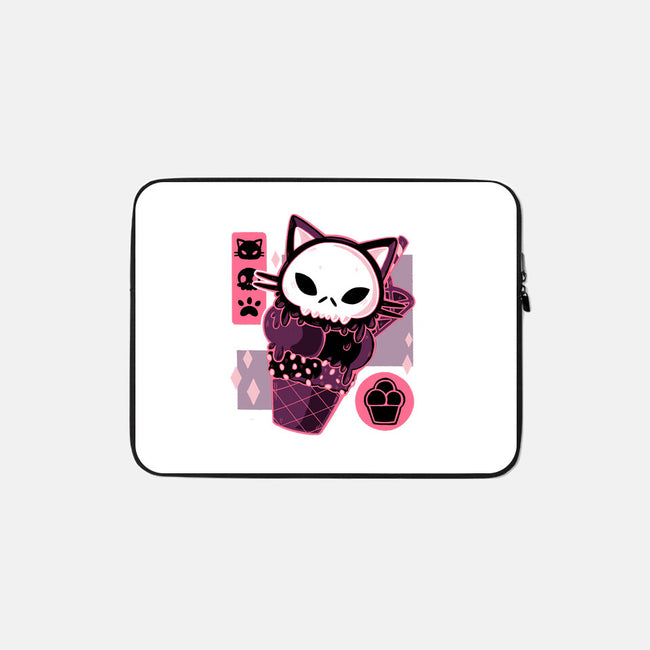 Skull Kitty Cream-none zippered laptop sleeve-xMorfina