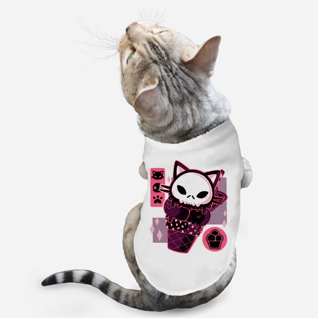 Skull Kitty Cream-cat basic pet tank-xMorfina