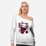 Skull Kitty Cream-womens off shoulder sweatshirt-xMorfina