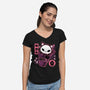 Skull Kitty Cream-womens v-neck tee-xMorfina