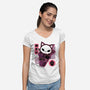 Skull Kitty Cream-womens v-neck tee-xMorfina