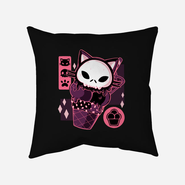 Skull Kitty Cream-none removable cover w insert throw pillow-xMorfina