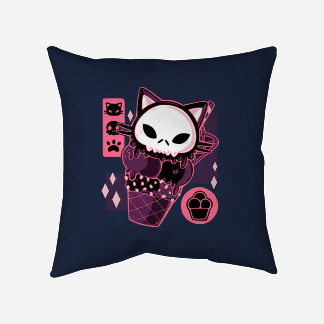 Skull Kitty Cream-none removable cover w insert throw pillow-xMorfina