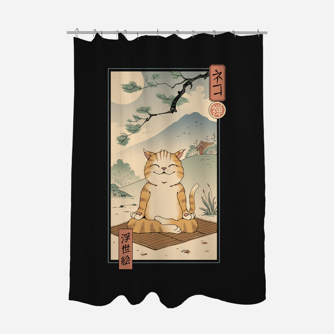 Zen Neko-none polyester shower curtain-vp021