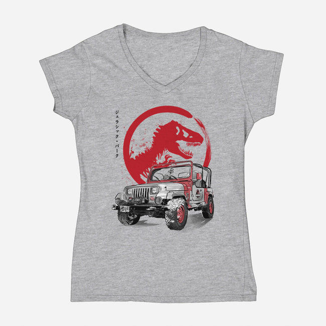 Wrangler YJ Sahara Sumi-E-womens v-neck tee-DrMonekers