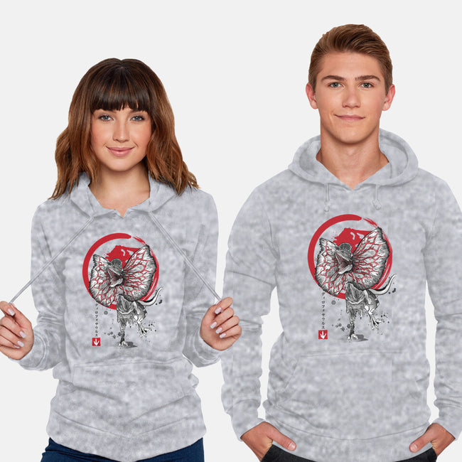 Dilophosaurus Sumi-E-unisex pullover sweatshirt-DrMonekers