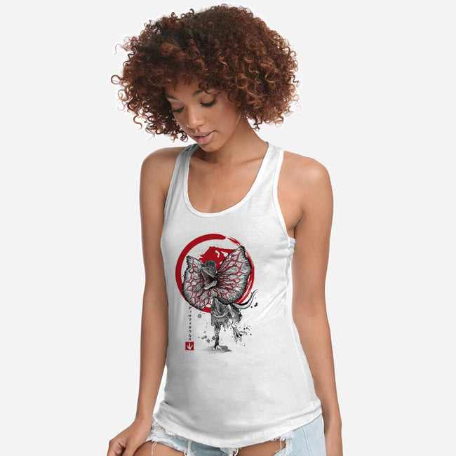 Dilophosaurus Sumi-E-womens racerback tank-DrMonekers