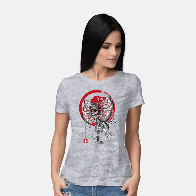 Dilophosaurus Sumi-E-womens basic tee-DrMonekers