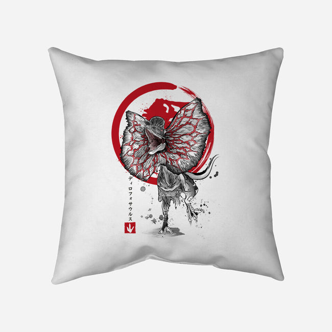 Dilophosaurus Sumi-E-none removable cover w insert throw pillow-DrMonekers