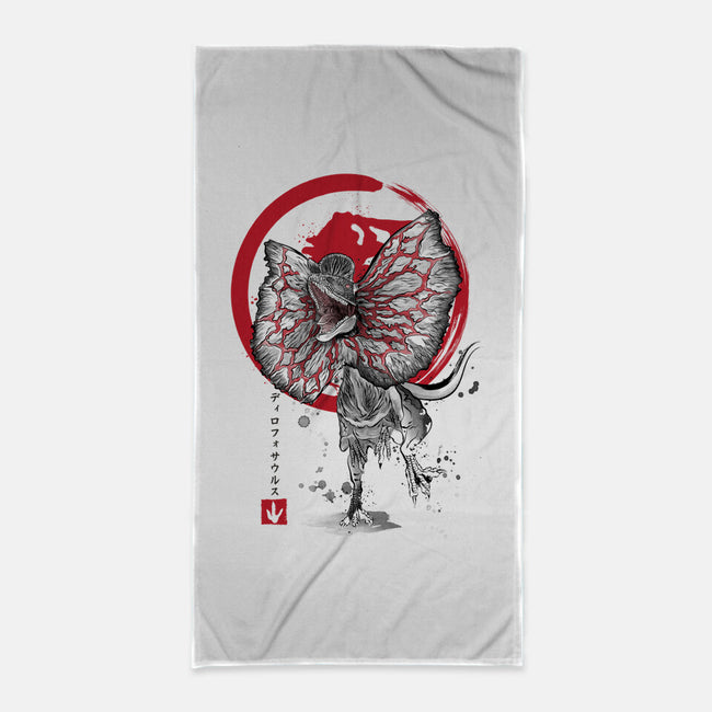 Dilophosaurus Sumi-E-none beach towel-DrMonekers