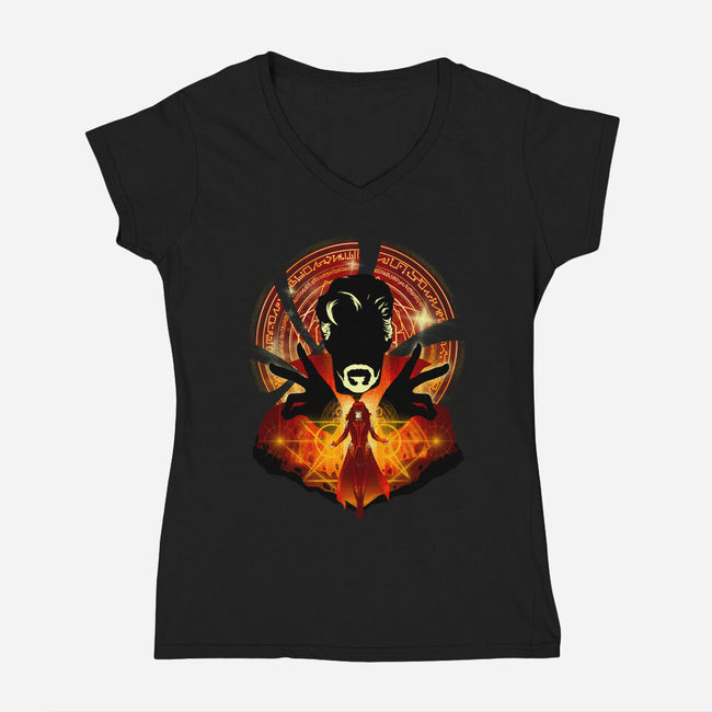 Sorcerer Vs Witch-womens v-neck tee-hypertwenty