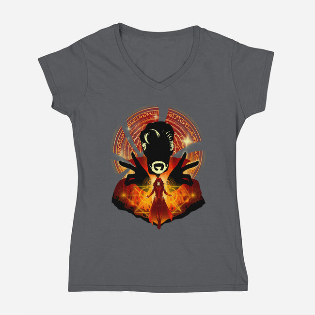 Sorcerer Vs Witch-womens v-neck tee-hypertwenty
