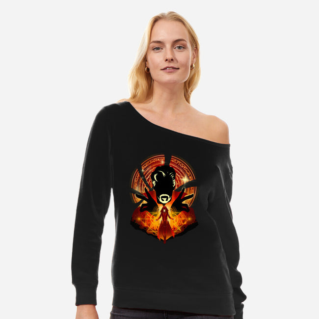 Sorcerer Vs Witch-womens off shoulder sweatshirt-hypertwenty