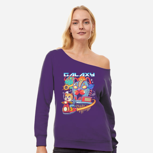 Cat Kaiju Robot-womens off shoulder sweatshirt-rondes