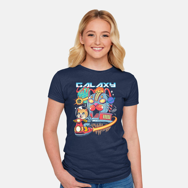 Cat Kaiju Robot-womens fitted tee-rondes