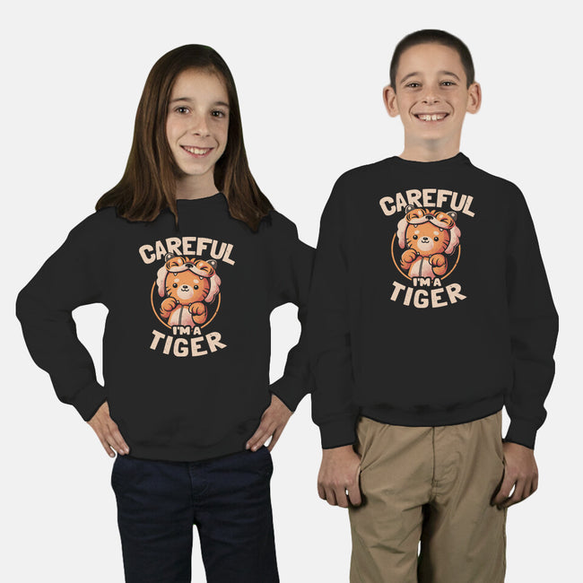 Careful I'm A Tiger-youth crew neck sweatshirt-eduely