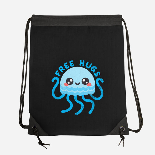 Jellyfish Free Hugs-none drawstring bag-NemiMakeit