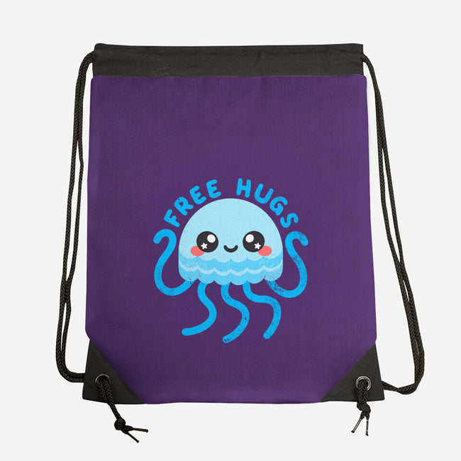 Jellyfish Free Hugs-none drawstring bag-NemiMakeit