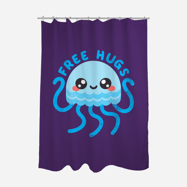 Jellyfish Free Hugs-none polyester shower curtain-NemiMakeit