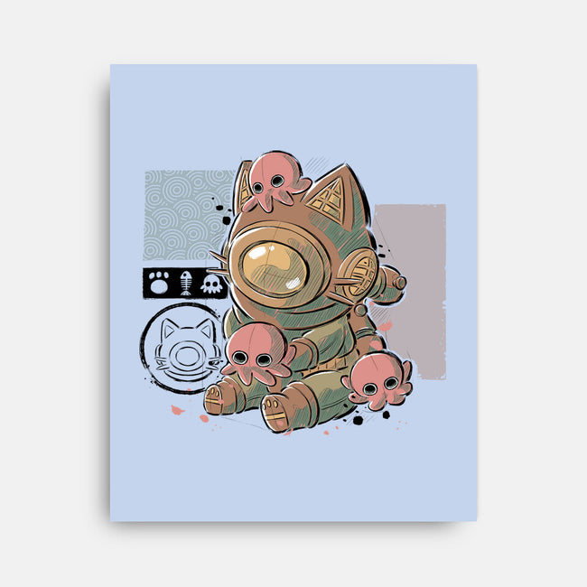 Old Diver Cat-none stretched canvas-xMorfina