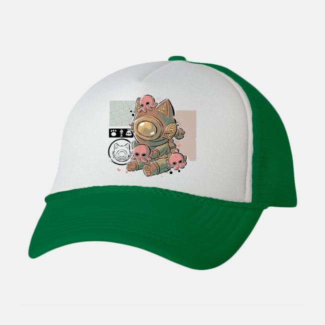 Old Diver Cat-unisex trucker hat-xMorfina