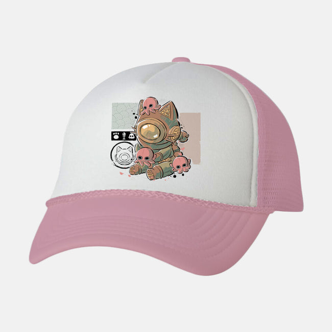 Old Diver Cat-unisex trucker hat-xMorfina