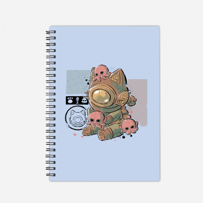 Old Diver Cat-none dot grid notebook-xMorfina
