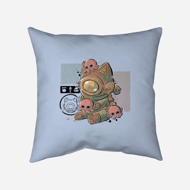 Old Diver Cat-none removable cover throw pillow-xMorfina