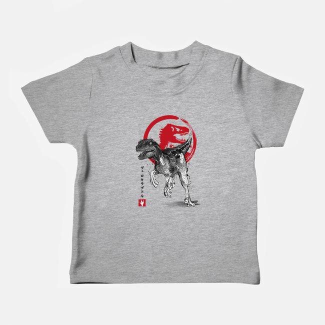 Velociraptor Sumi-E-baby basic tee-DrMonekers