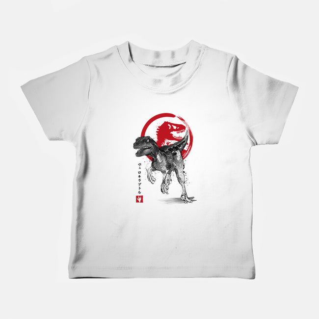 Velociraptor Sumi-E-baby basic tee-DrMonekers