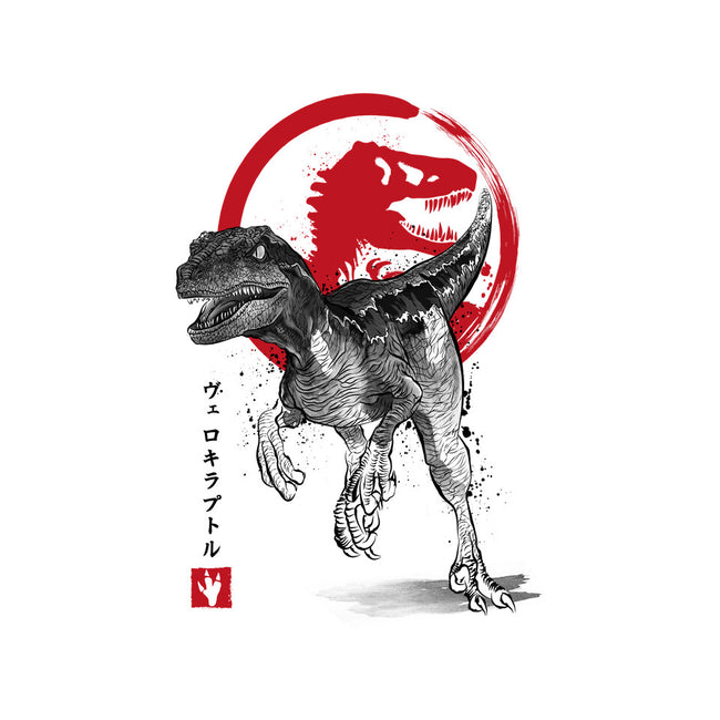 Velociraptor Sumi-E-womens v-neck tee-DrMonekers