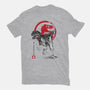 Velociraptor Sumi-E-womens basic tee-DrMonekers