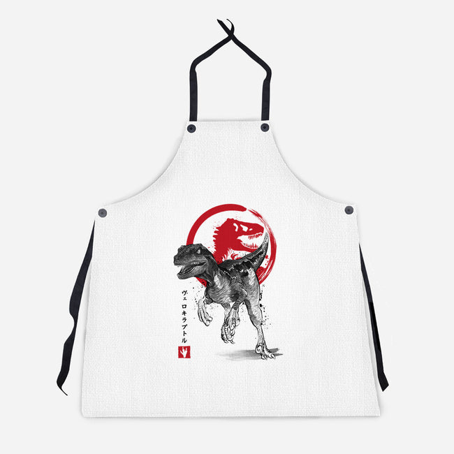 Velociraptor Sumi-E-unisex kitchen apron-DrMonekers