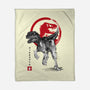 Velociraptor Sumi-E-none fleece blanket-DrMonekers