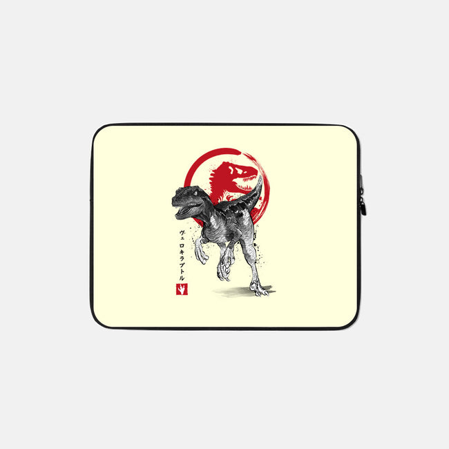 Velociraptor Sumi-E-none zippered laptop sleeve-DrMonekers