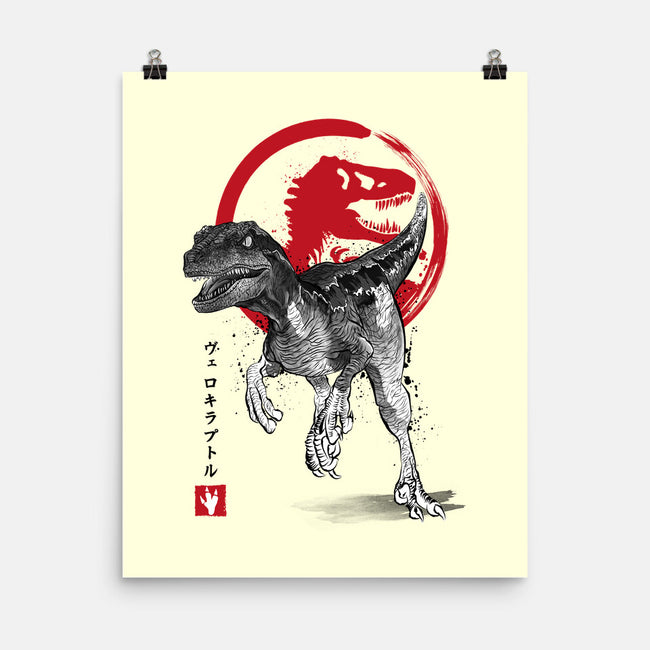 Velociraptor Sumi-E-none matte poster-DrMonekers