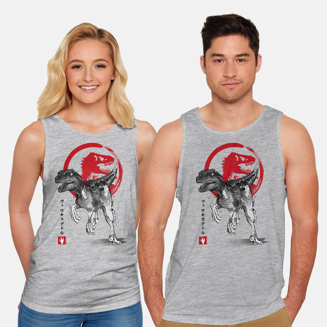Velociraptor Sumi-E-unisex basic tank-DrMonekers