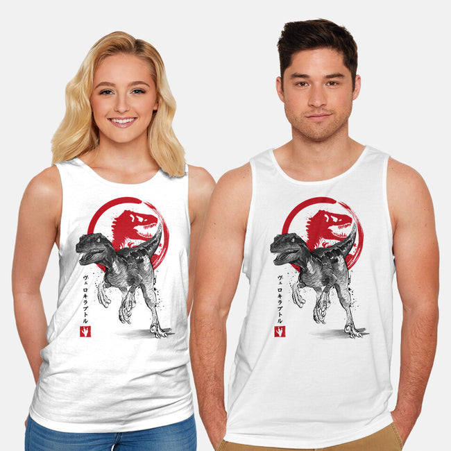Velociraptor Sumi-E-unisex basic tank-DrMonekers