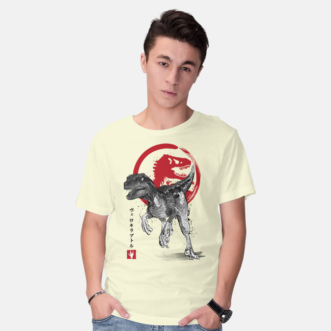 Velociraptor Sumi-E-mens basic tee-DrMonekers