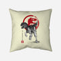 Velociraptor Sumi-E-none removable cover w insert throw pillow-DrMonekers
