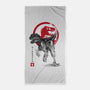 Velociraptor Sumi-E-none beach towel-DrMonekers