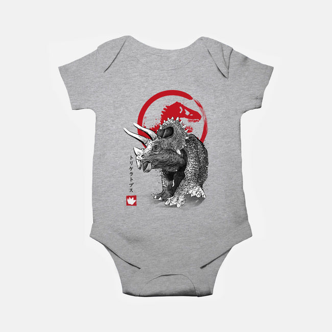 Triceratops Sumi-E-baby basic onesie-DrMonekers