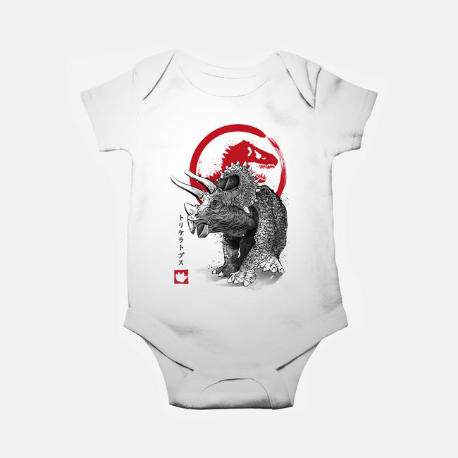 Triceratops Sumi-E-baby basic onesie-DrMonekers
