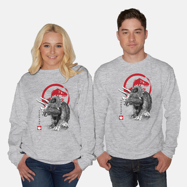 Triceratops Sumi-E-unisex crew neck sweatshirt-DrMonekers