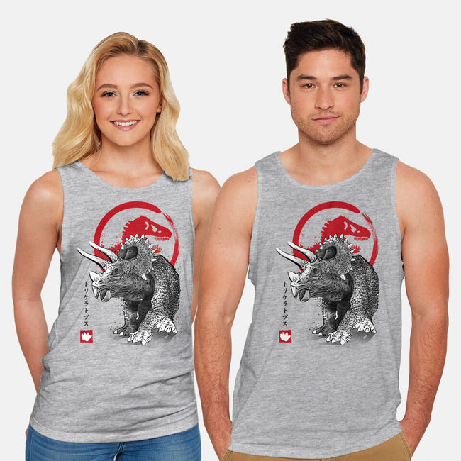 Triceratops Sumi-E-unisex basic tank-DrMonekers