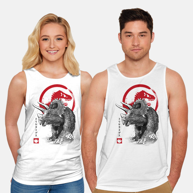 Triceratops Sumi-E-unisex basic tank-DrMonekers