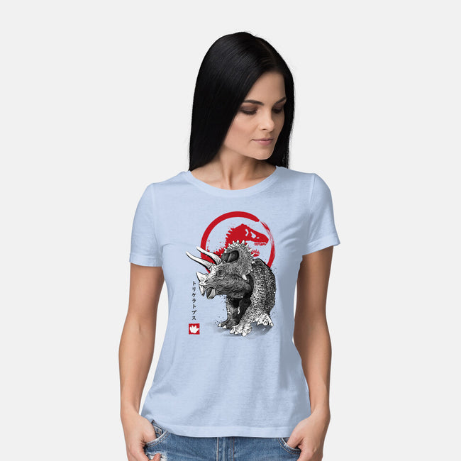 Triceratops Sumi-E-womens basic tee-DrMonekers